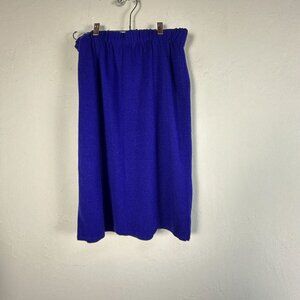 San Remo By Laura Knits Royal Blue Knit Skirt Medium Elastic Waist Pull-On New